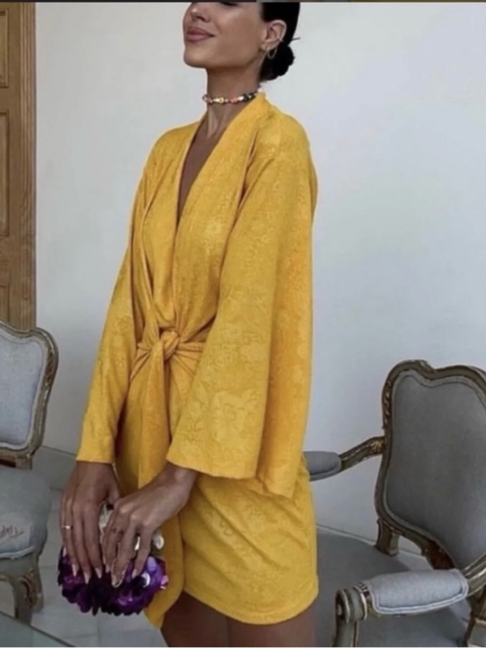 Zara Mustard Yellow Textured Knit Top with Tag